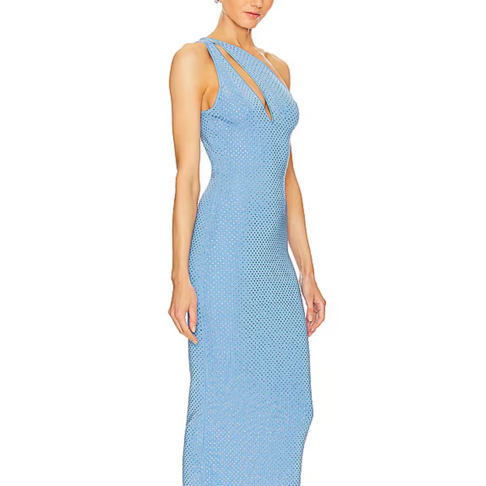 NWT Ronny Kobo Collection One Shoulder Blue Ballari Dress